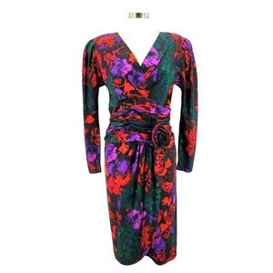 JILL RICHARDS‎ vintage 80s 100% silk  floral dress